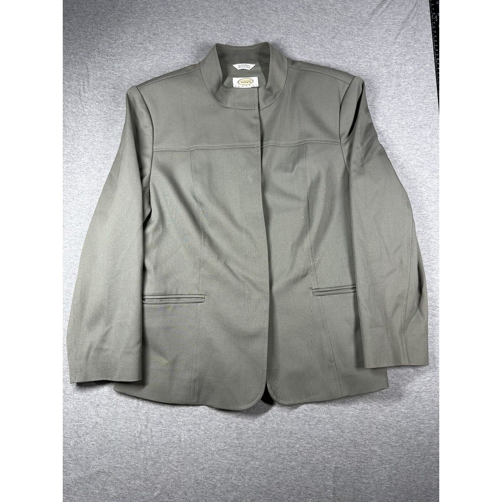 Talbots Size 14p Green Button Front Jacket Mandar… - image 1